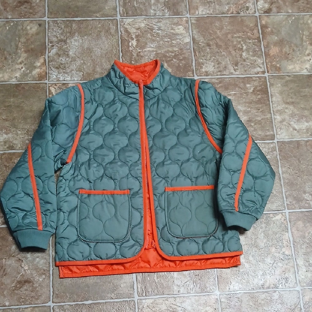 EUC Free Assembly Reversible Quilted Jacket with Orange Accents Size 18 Big Kids